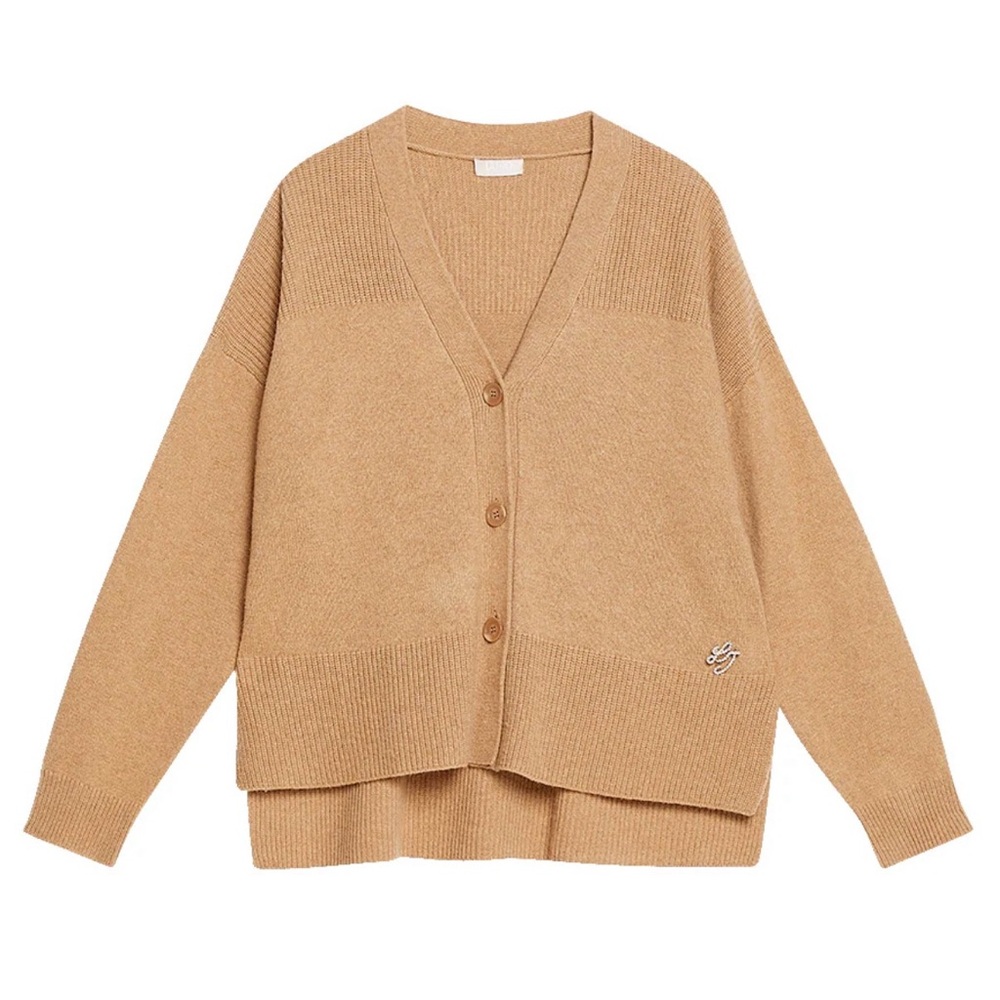 Liu Jo Milano Women's Camel Wool and Cotton Button Cardigan Sweater